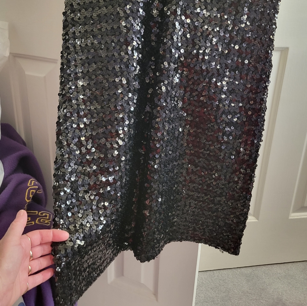 Black mini sequined dress